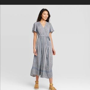 Knox Rose blue wrap around casual dress